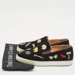 Christian Louboutin Black Suede Pik N Luck Sneakers Size 38