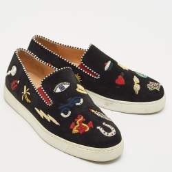 Christian Louboutin Black Suede Pik N Luck Sneakers Size 38