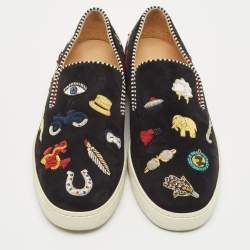 Christian Louboutin Black Suede Pik N Luck Sneakers Size 38