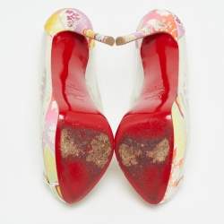 Christian Louboutin Multicolor Leather and PVC Fictoire Peep Toe Pumps Size 39