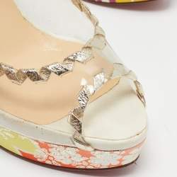 Christian Louboutin Multicolor Leather and PVC Fictoire Peep Toe Pumps Size 39