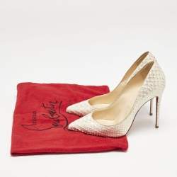 Christian Louboutin Cream Python Leather Pigalle Follies Pumps Size 36