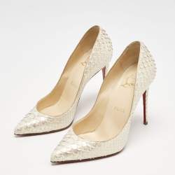 Christian Louboutin Cream Python Leather Pigalle Follies Pumps Size 36