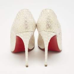 Christian Louboutin Cream Python Leather Pigalle Follies Pumps Size 36
