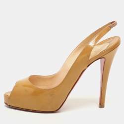 Christian Louboutin Beige Patent Leather Private Number Pumps Size 37.5