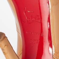 Christian Louboutin Beige Patent Leather Private Number Slingback Pumps Size 35.5