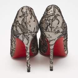 Christian Louboutin Black/Pink Lace and Satin Fifi Pumps Size 35.5