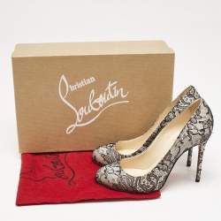 Christian Louboutin Black/Pink Lace and Satin Fifi Pumps Size 35.5