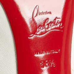 مملوكة مسبقًا Christian Louboutin White Leather Clare Pointed Toe Slingback Pumps Size 38.5