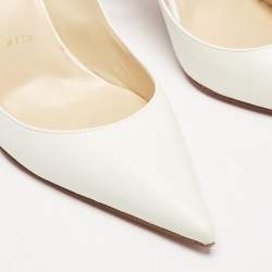 مملوكة مسبقًا Christian Louboutin White Leather Clare Pointed Toe Slingback Pumps Size 38.5