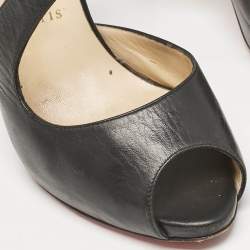 Christian Louboutin Black Leather Viveka Cross Strap Platform Sandals Size 39.5