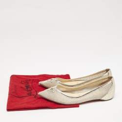 Christian Louboutin Gold Metallic Mesh and Leather Ballet Flats Size 37