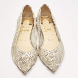 Christian Louboutin Gold Metallic Mesh and Leather Ballet Flats Size 37