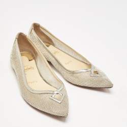 Christian Louboutin Gold Metallic Mesh and Leather Ballet Flats Size 37