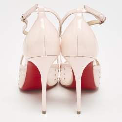 Pre Owned Christian Louboutin Pink Mesh and Patent Leather Twistissima Mary Jane Pumps Size 38.5