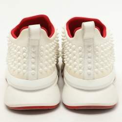Christian Louboutin White Neoprene Spike Sock Slip On Platform Sneakers Size 39.5