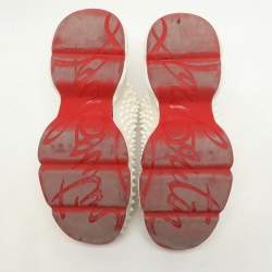 Christian Louboutin White Neoprene Spike Sock Slip On Platform Sneakers Size 39.5