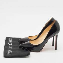 Christian Louboutin Black Patent Leather Pigalle Plato Pointed Toe Pumps Size 38