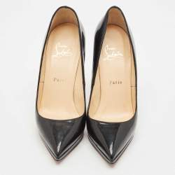 Christian Louboutin Black Patent Leather Pigalle Plato Pointed Toe Pumps Size 38