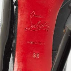 Christian Louboutin Black Patent Leather Pigalle Plato Pointed Toe Pumps Size 38