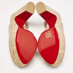 Christian Louboutin Beige Leather Dona Anna Platform Sandals Size 36
