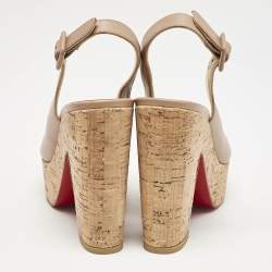Christian Louboutin Beige Leather Dona Anna Platform Sandals Size 36