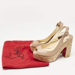 Christian Louboutin Beige Leather Dona Anna Platform Sandals Size 36