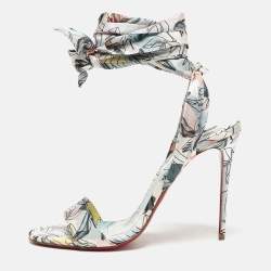 Christian Louboutin Multicolor Printed Satin Du Dessert Sandals Size 39.5