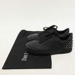 Christian Louboutin Black Glitter Vieira 2 Low Top Sneakers Size 37