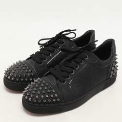 Christian Louboutin Black Glitter Vieira 2 Low Top Sneakers Size 37