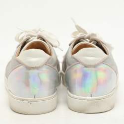 Christian Louboutin Multicolor Iridescent Glitter and Leather Vieira Spike Orlato Low Top Sneakers Size 37.5