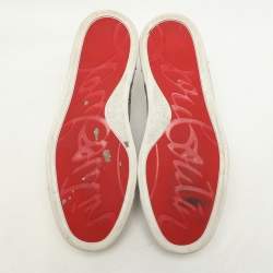 Christian Louboutin Multicolor Iridescent Glitter and Leather Vieira Spike Orlato Low Top Sneakers Size 37.5