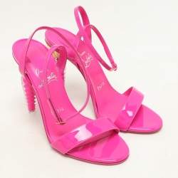 Christian Louboutin Lipgloss Patent Leather Queen Ankle Strap Sandals Size 37