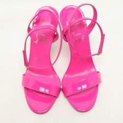 Christian Louboutin Lipgloss Patent Leather Queen Ankle Strap Sandals Size 37