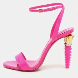 Christian Louboutin Lipgloss Patent Leather Queen Ankle Strap Sandals Size 37