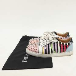 Christian Louboutin Multicolor Patent Leather Spike Trainers Sneakers Size 37