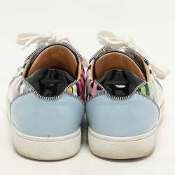 Christian Louboutin Multicolor Patent Leather Spike Trainers Sneakers Size 37