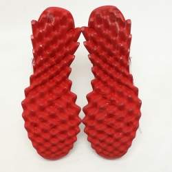 Christian Louboutin White/Red Leather and Mesh Sharkina Low Top Sneakers Size 36.5