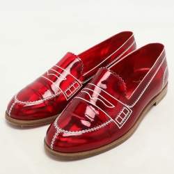 Christian Louboutin Red Patent Leather Mocalaureat Loafers Size 36.5