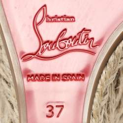Christian Louboutin Yellow Patent Leather Mafaldina Zeppa Wedge Ankle Strap Sandals Size 37