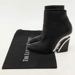 Pre Owned Christian Louboutin Black Leather Levitibootie Ankle Length Boots Size 37