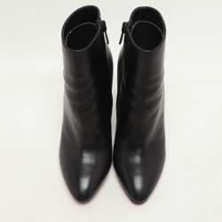 Pre Owned Christian Louboutin Black Leather Levitibootie Ankle Length Boots Size 37