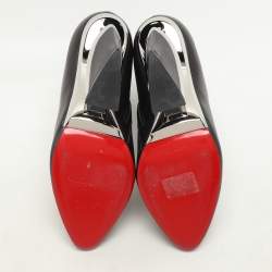 Pre Owned Christian Louboutin Black Leather Levitibootie Ankle Length Boots Size 37