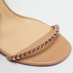 Christian Louboutin Beige Leather Loubi Queen Ankle Strap Sandals Size 38.5