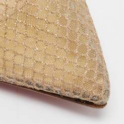 Pre Owned Christian Louboutin Gold Mesh and Patent Leather Follies Resille Pumps Size 36.5