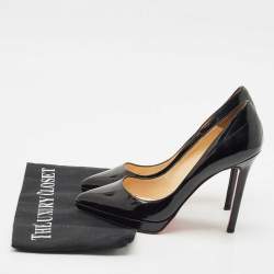 Pre Owned Christian Louboutin Black Patent Leather Pigalle Plato Pumps Size 35.5