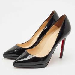 Pre Owned Christian Louboutin Black Patent Leather Pigalle Plato Pumps Size 35.5