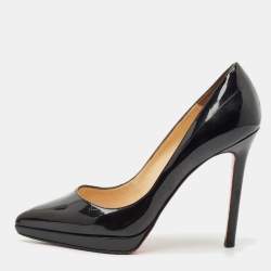 Pre Owned Christian Louboutin Black Patent Leather Pigalle Plato Pumps Size 35.5