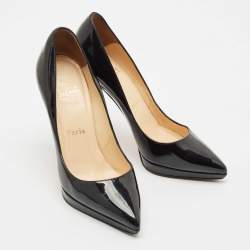 Pre Owned Christian Louboutin Black Patent Leather Pigalle Plato Pumps Size 35.5