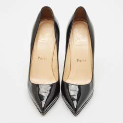 Pre Owned Christian Louboutin Black Patent Leather Pigalle Plato Pumps Size 35.5